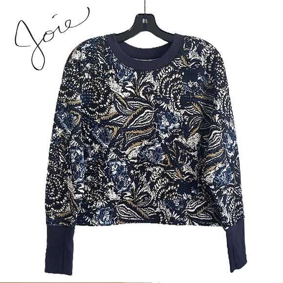 JOIE NEW CALEIGH Floral Paisley Abstract Thumb Hole Cuffs Sweatshirt - Picture 1 of 12